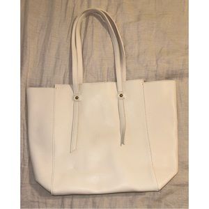White Faux Leather Tote Bag